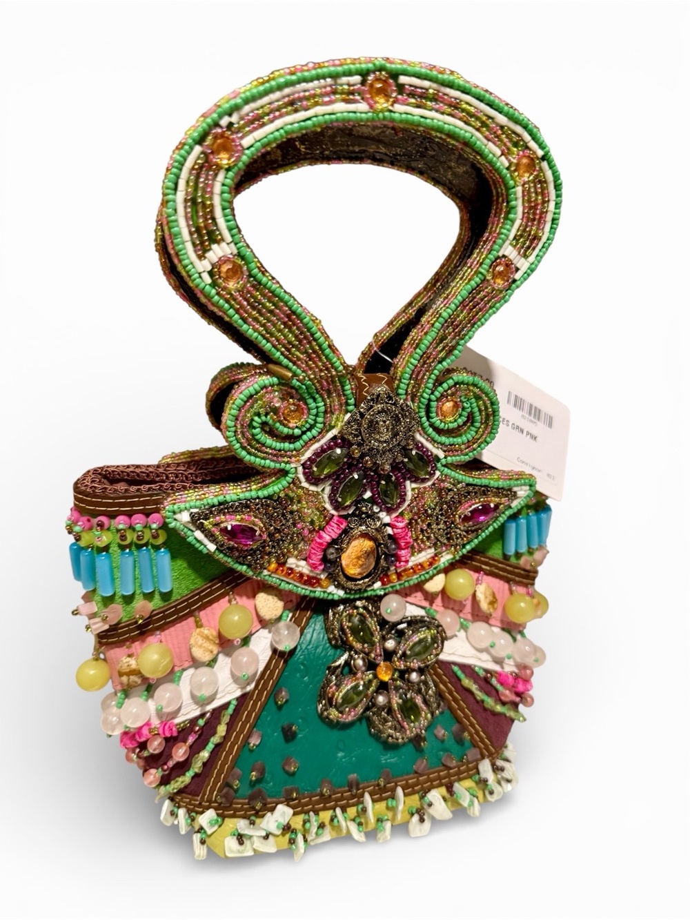Mary Frances Green Pink Teal Embellished Beaded Mini Handbag - Picture 2 of 3